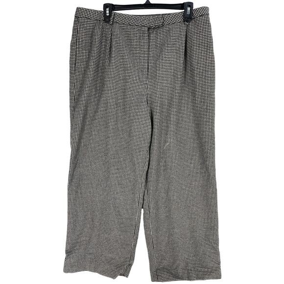 Eddie Bauer Pants Womens Plus Size 18 Black Beige Wool Blend Lined Academia - Picture 1 of 7